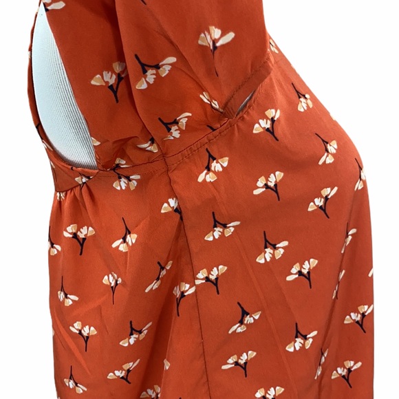 Abercrombie Orange Floral Print Cold Shoulder Blouse - Picture 5 of 16